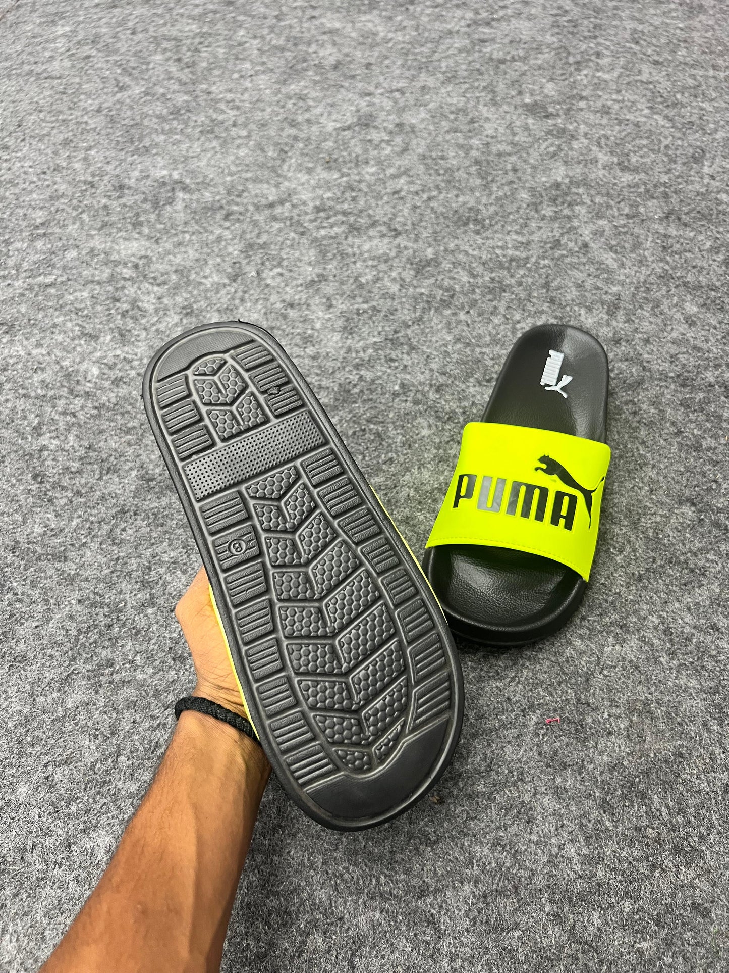 PUMA BRIGHT NEON YELLOW SLIDES