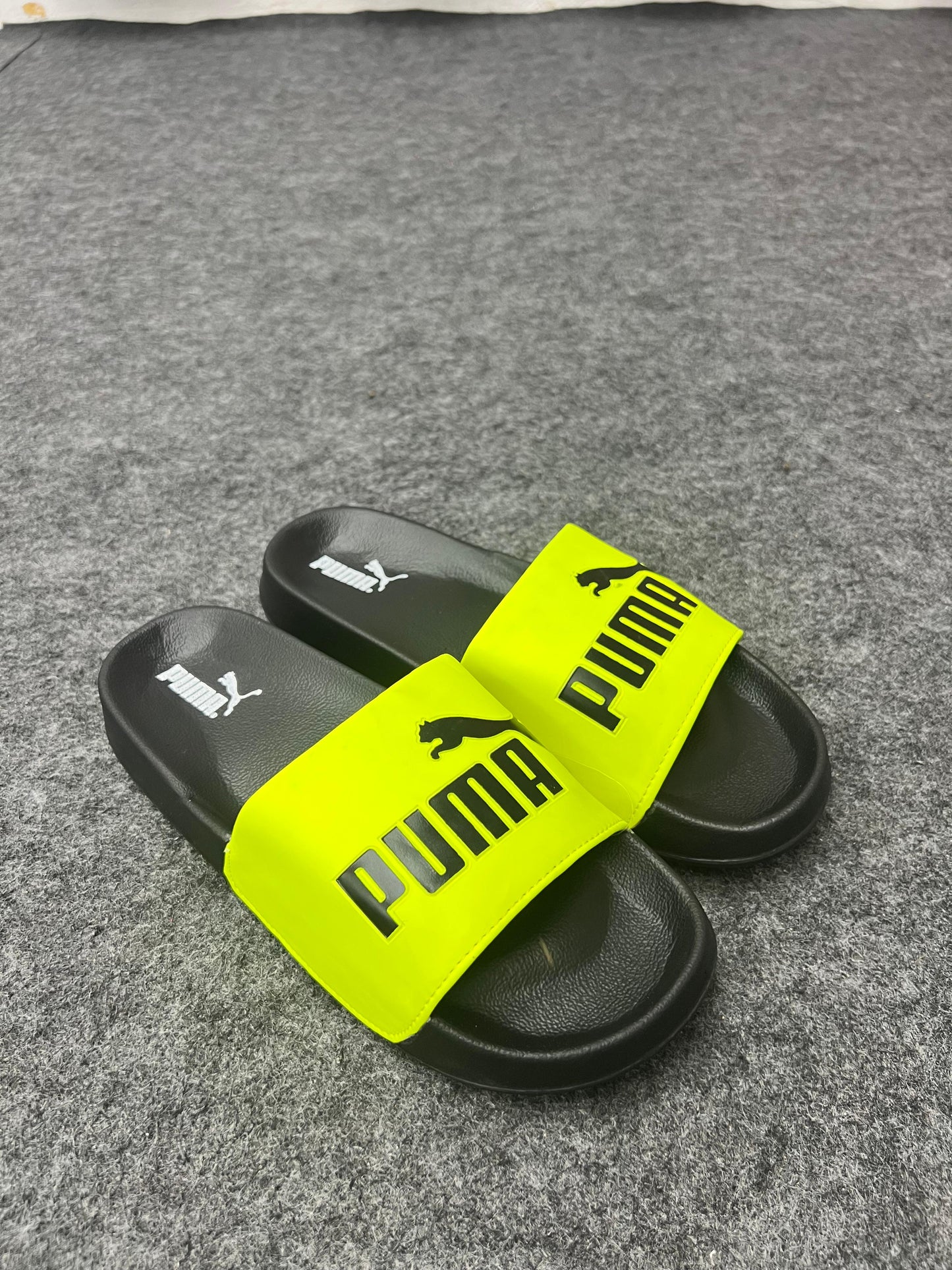 PUMA BRIGHT NEON YELLOW SLIDES