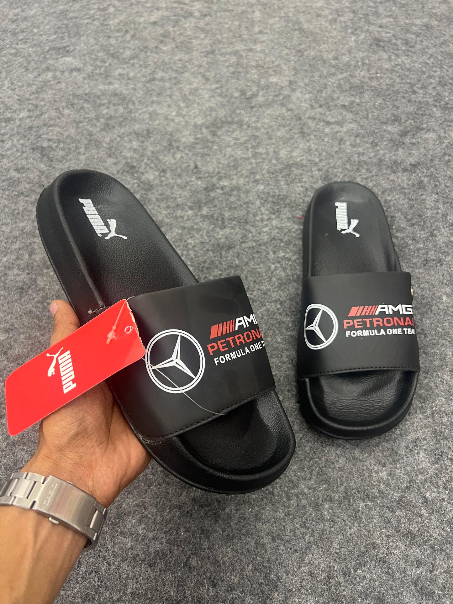 Black Puma x Mercedes AMG Petronas slides
