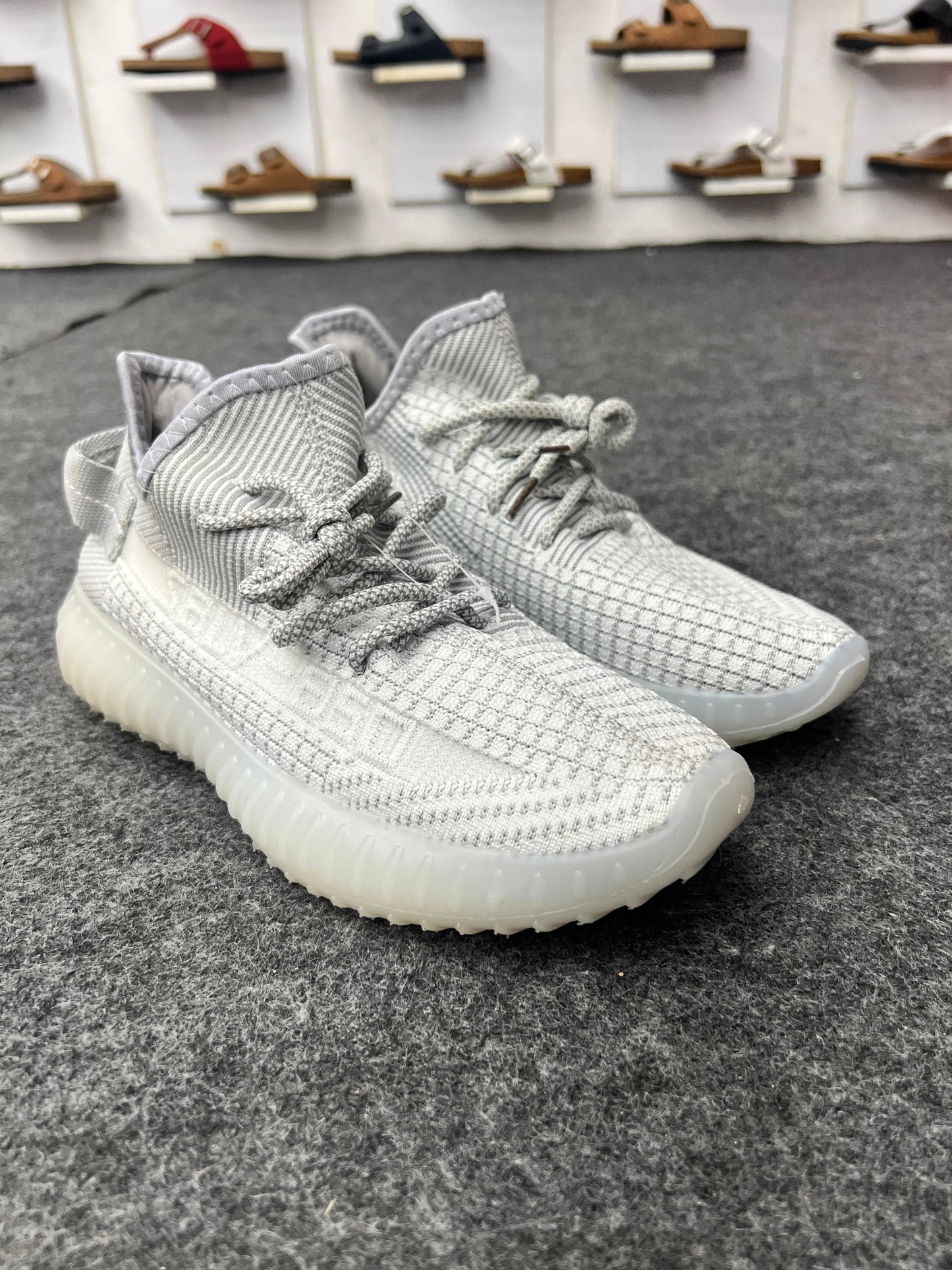 white Yeezy-inspired sneakers