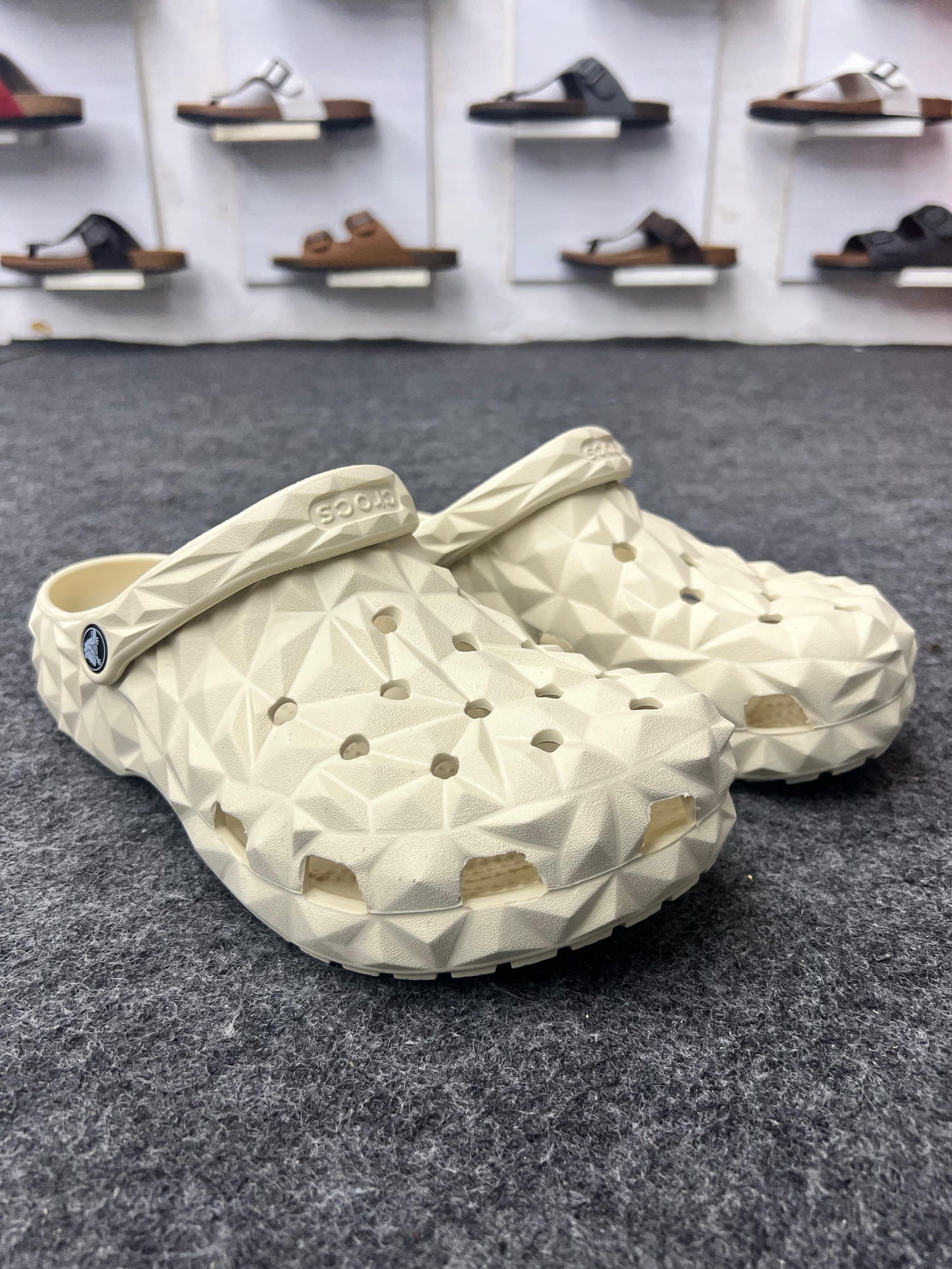 CREAM ECHO CLOG BY GEOMETRIC 3D- TEXTURED CROCS