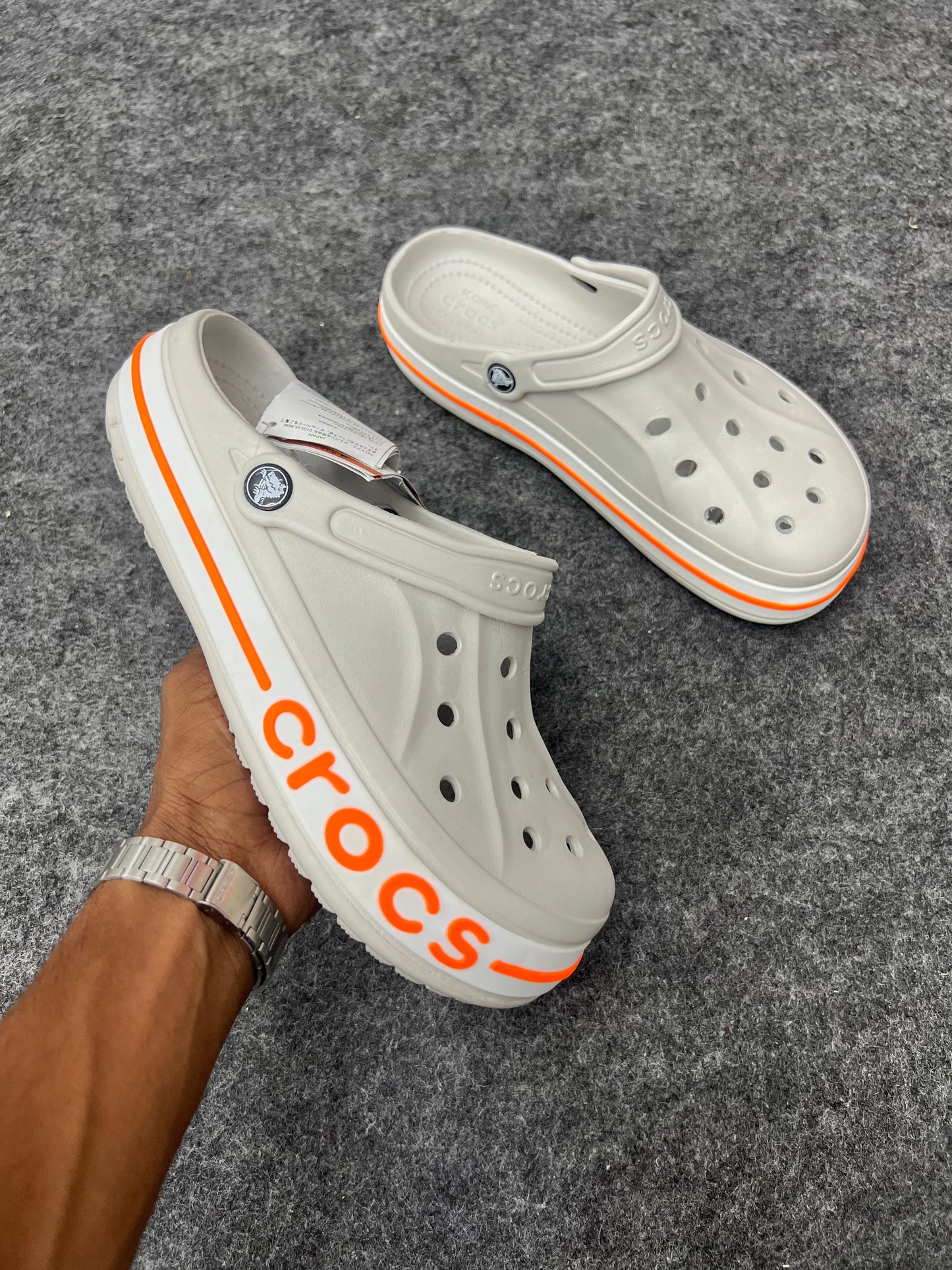 CLASSIC GREY & ORANGE CROCS CLOGS