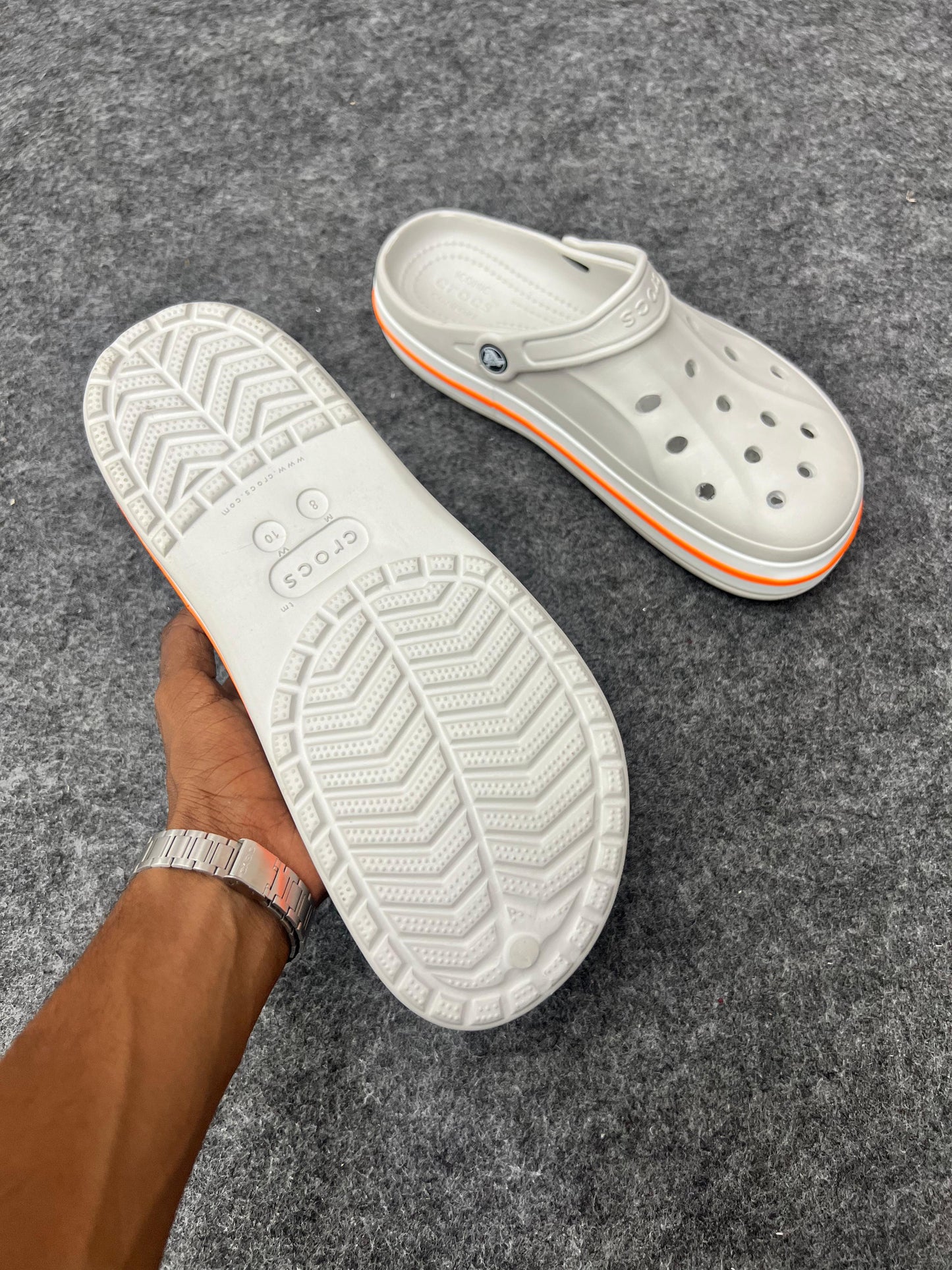 CLASSIC GREY & ORANGE CROCS CLOGS