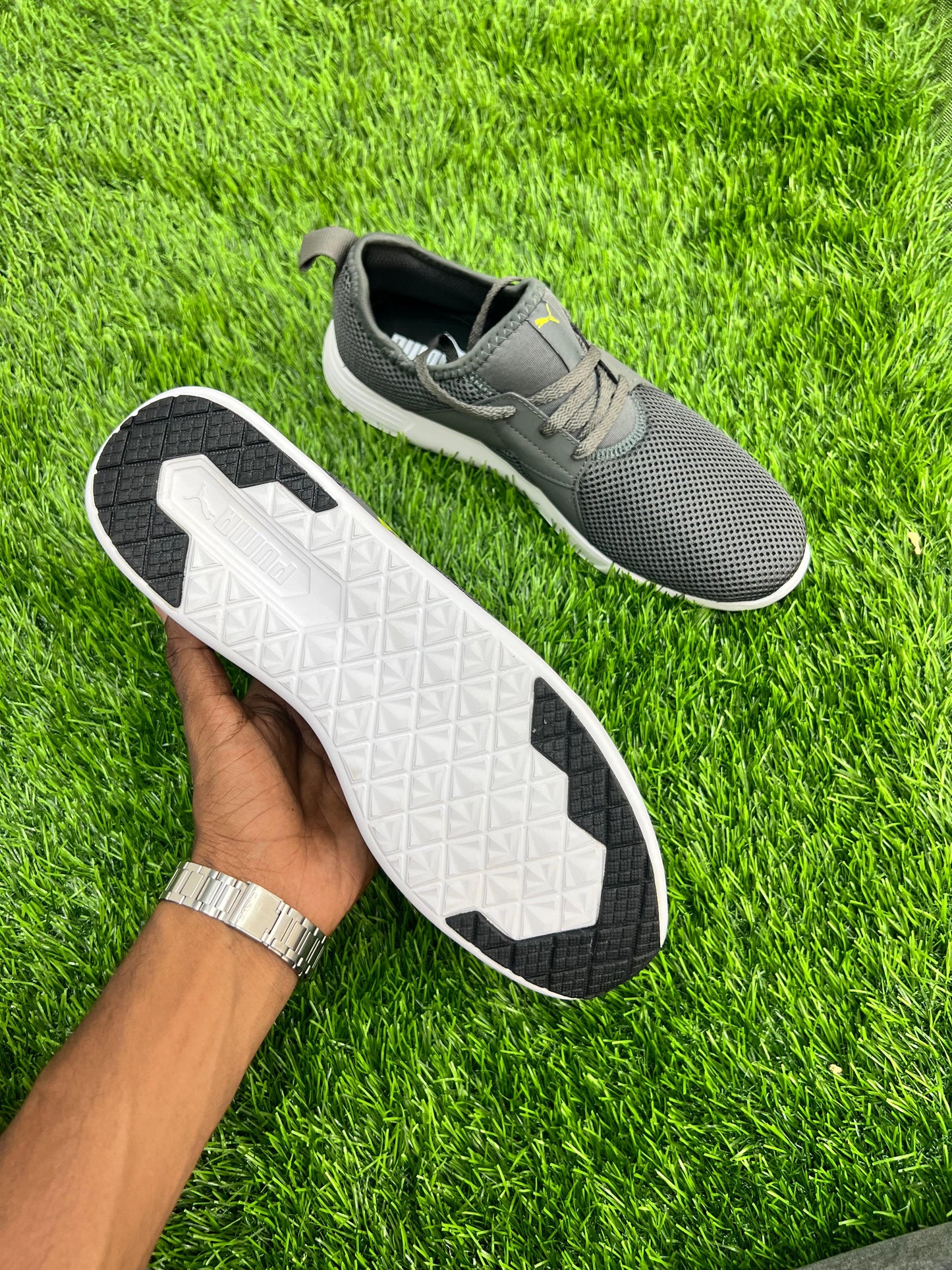 PUMA Grey Mesh Sneakers