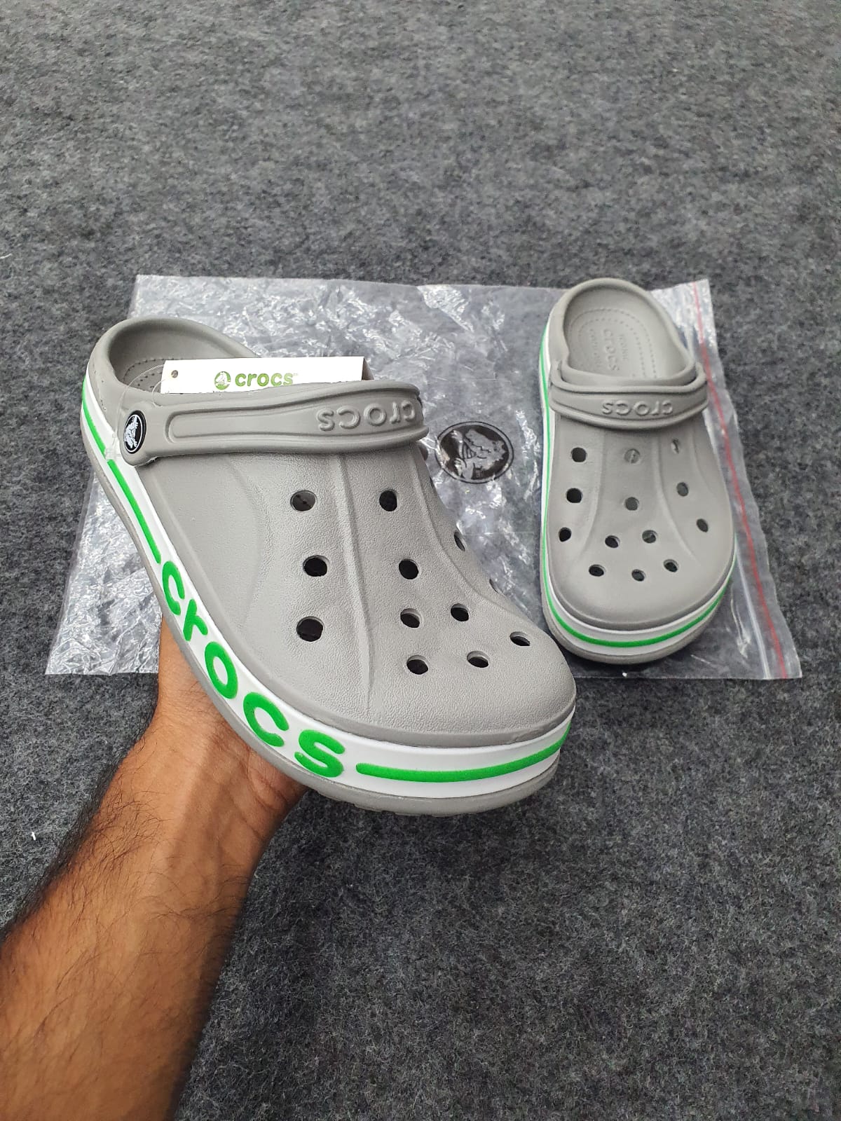Grey | Green Bayband Clogs