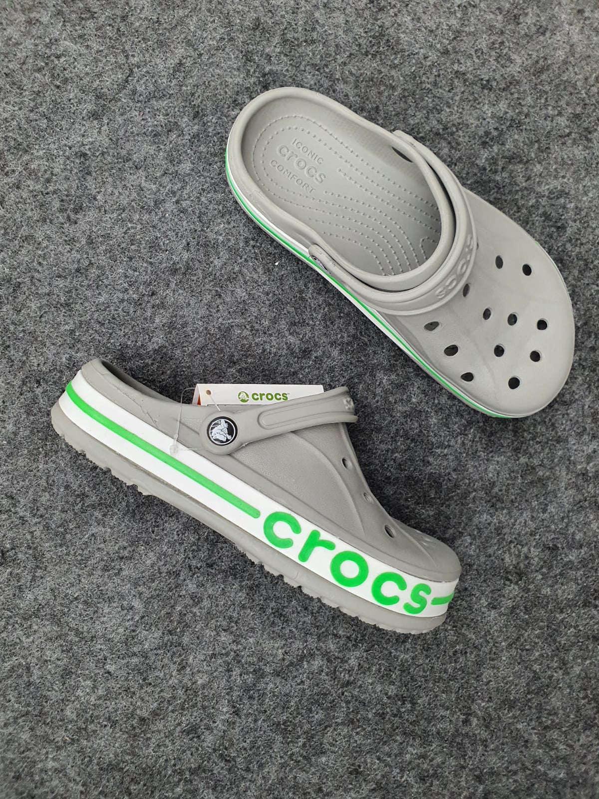 Grey | Green Bayband Clogs