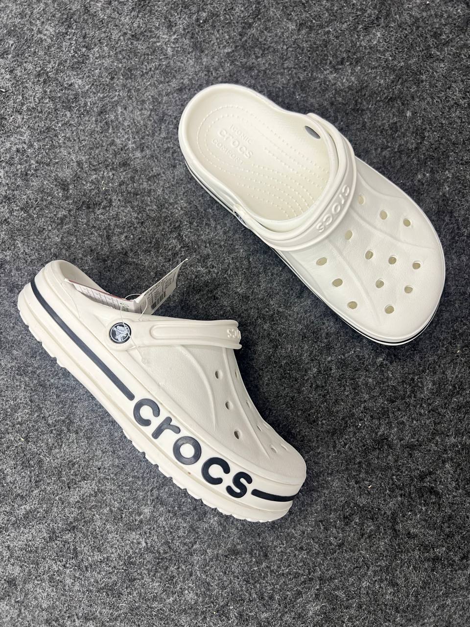 White | Black Bayband Clogs
