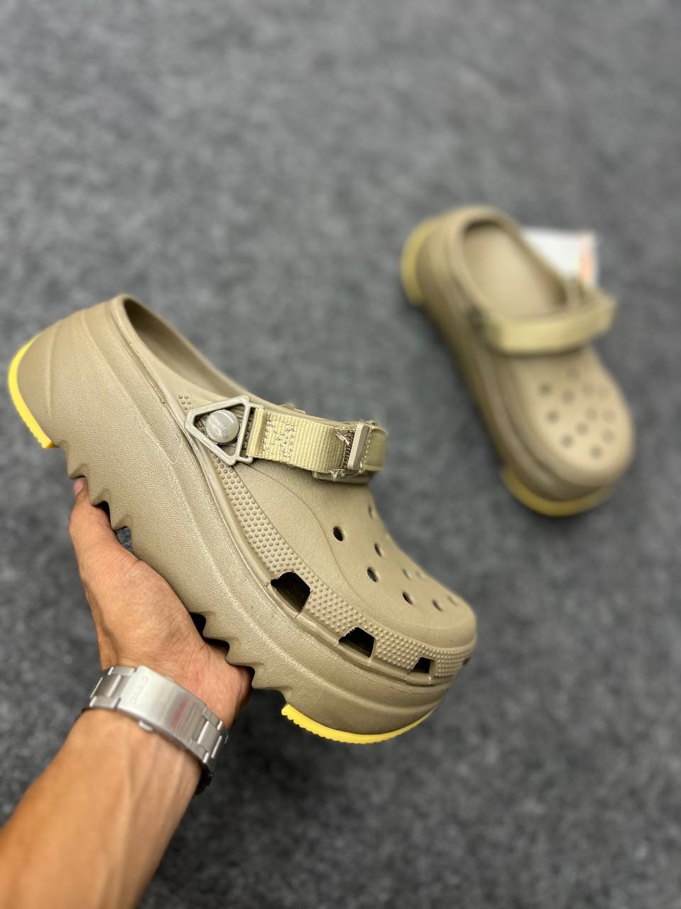 Chunky Platform Crocs – Beige
