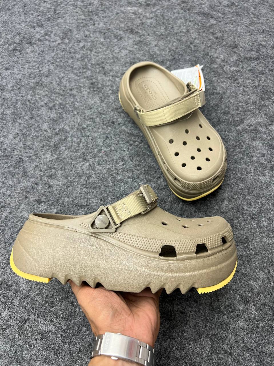 Chunky Platform Crocs – Beige
