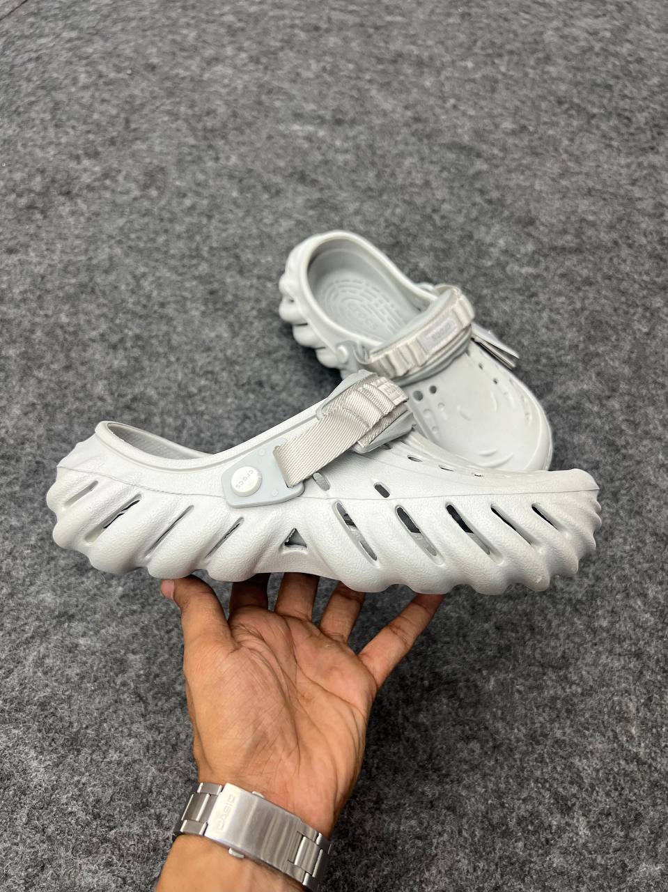 Light Gray Crocs Pollex Clogs