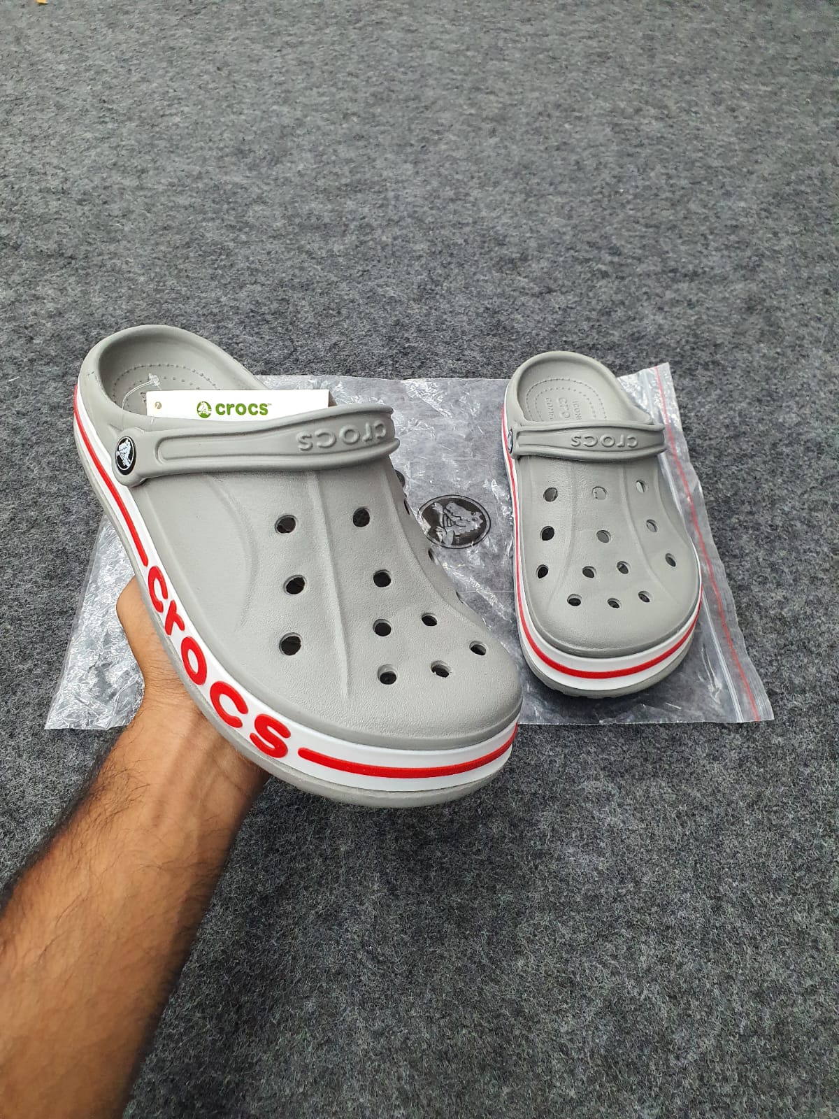 Grey | Red Bayband Clogs