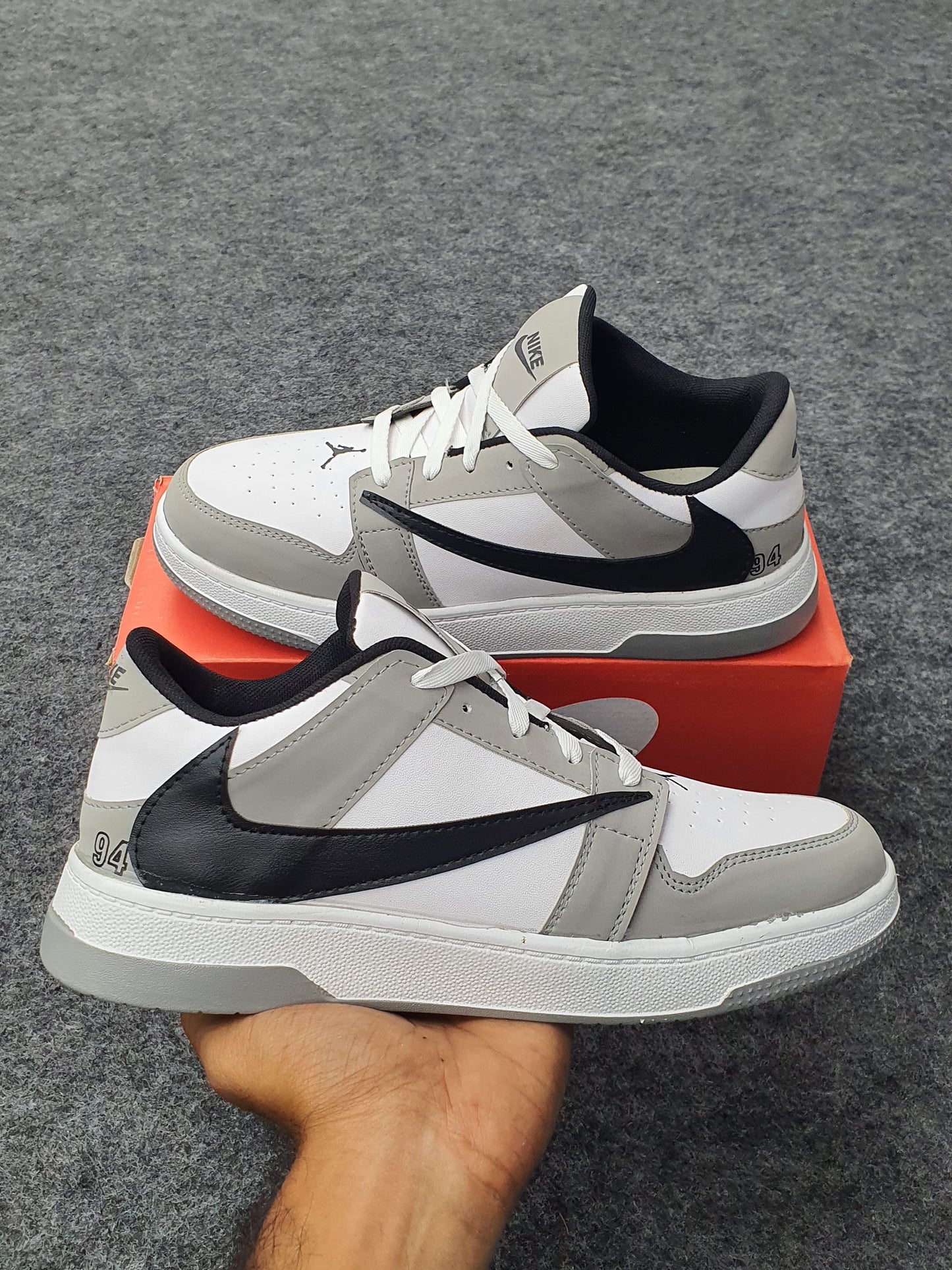White Gray and Black |  Low-Top Air Jordan sneaker