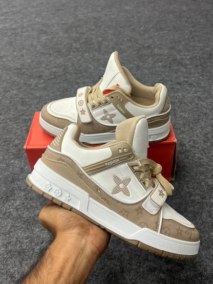 Stylish Beige & White Sneakers
