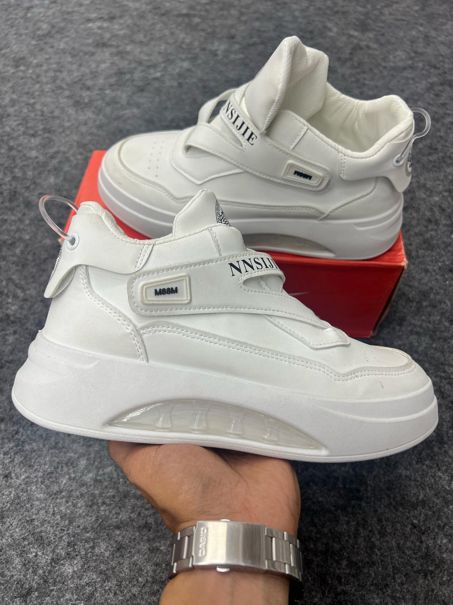 Chunky All-White Power Sneakers