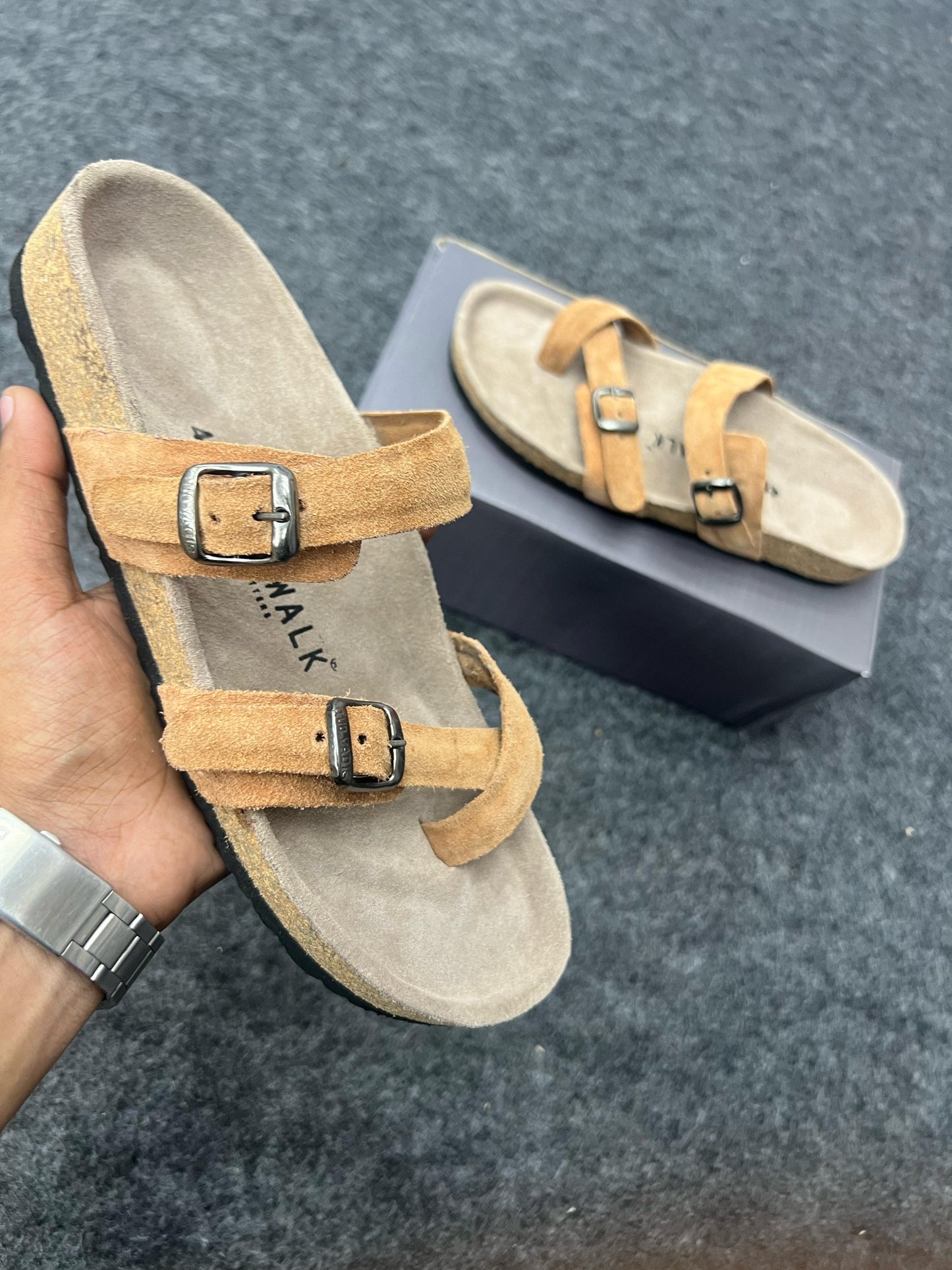 Suede Buckle Sandals
