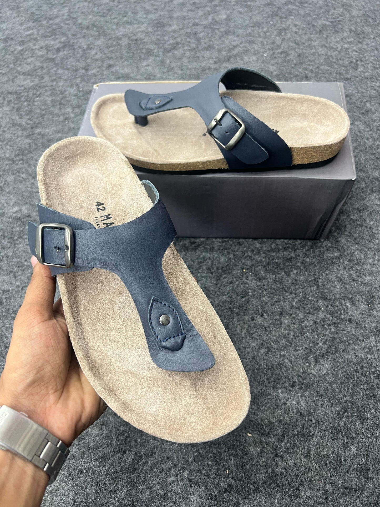 Men’s Navy Blue Buckle Sandals