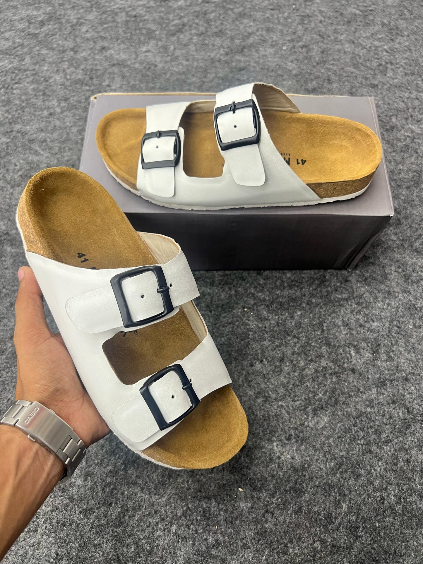 Suede Buckle Sandals