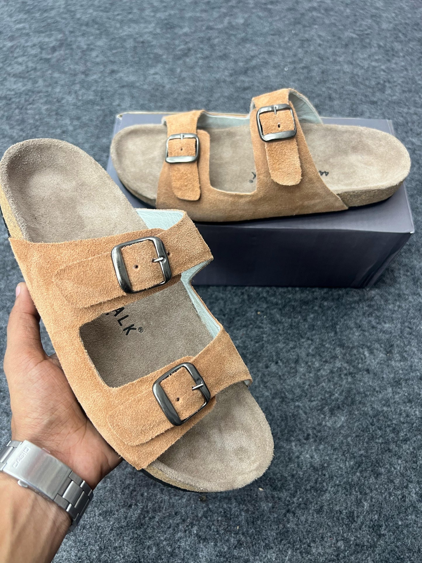 Suede Buckle Sandals