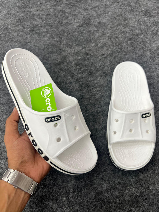 White Crocs Slides
