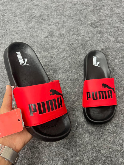 PUMA Red  & Black Slides