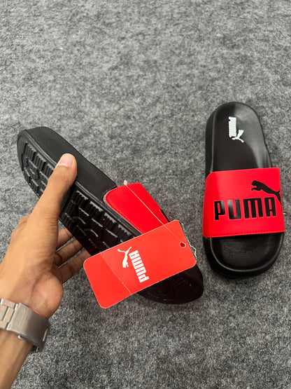 PUMA Red  & Black Slides