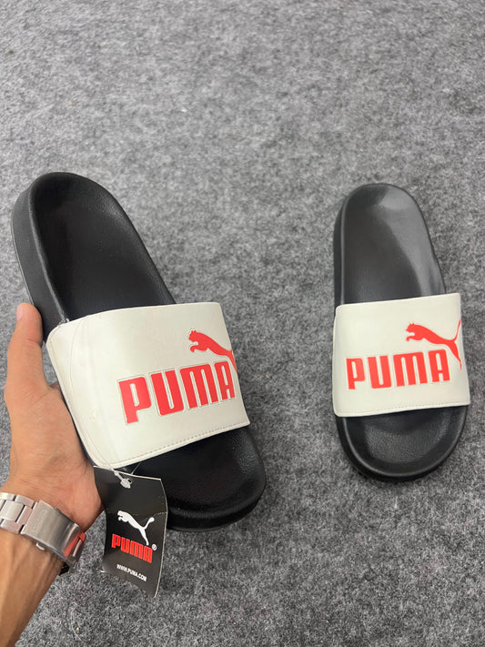 PUMA White & Black Slides