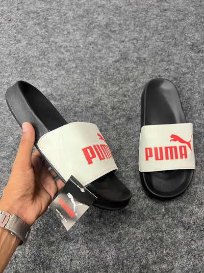 PUMA White & Black Slides