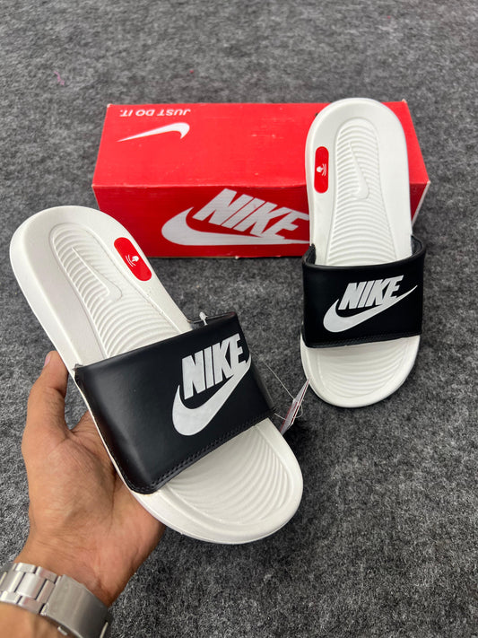 Nike White Slides with Black Strap