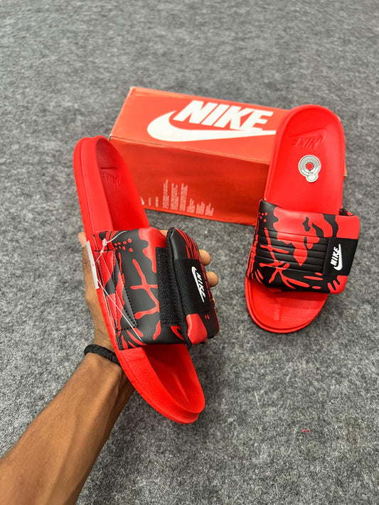Nike slides  black-red camo strap