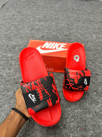Nike slides  black-red camo strap