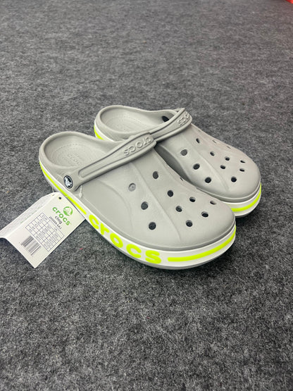 GREY NEON YELLOW BAYBAND CROCS