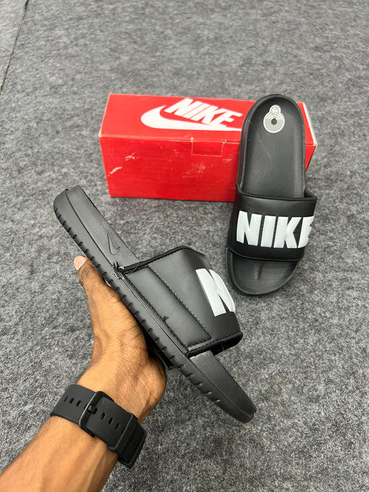 OFFCOURT NIKE BLACK & WHITE STRAP SLIDES