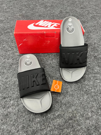 OFFCOURT NIKE GREY & BLACK STRAP SLIDES