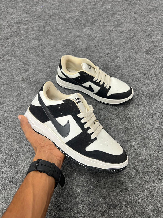 black and white low-top sneakers