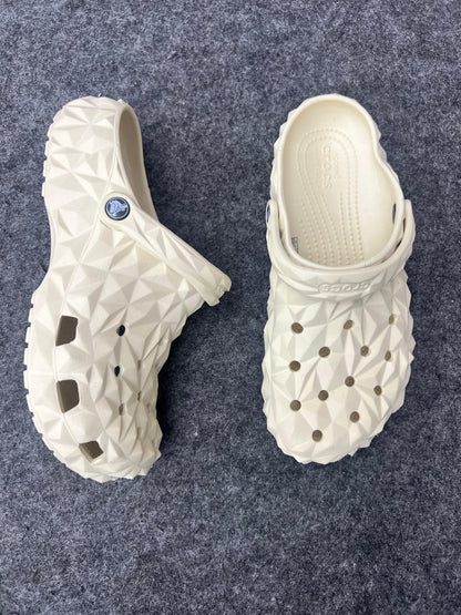 CREAM ECHO CLOG BY GEOMETRIC 3D- TEXTURED CROCS