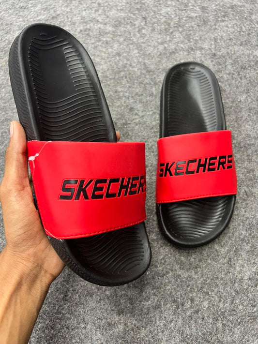 Skechers Comfort Slides – Red & Black Edition