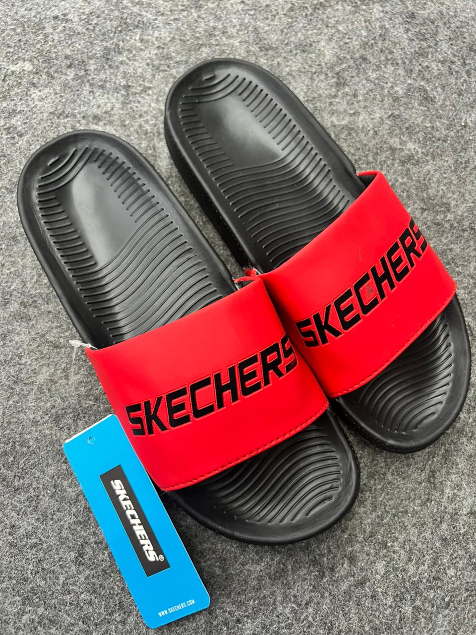 Skechers Comfort Slides – Red & Black Edition