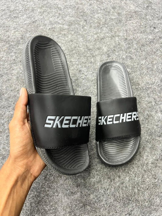 Skechers Comfort Slides – Black & Grey Edition