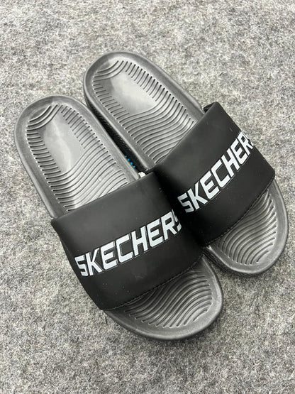 Skechers Comfort Slides – Black & Grey Edition