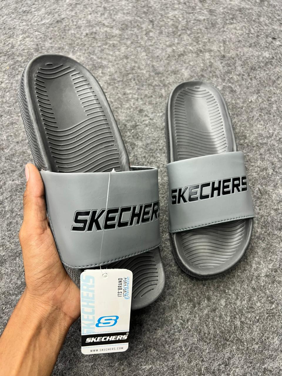 Skechers Comfort Slides – Grey Edition
