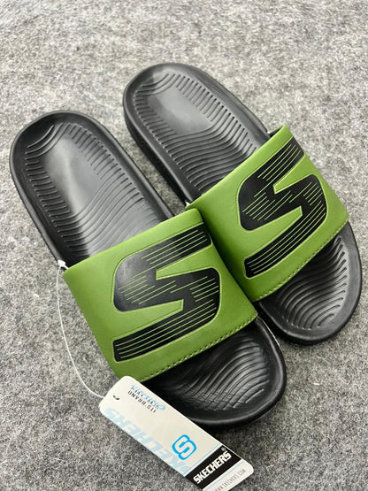 Skechers Comfort Slides – Green & Black Edition