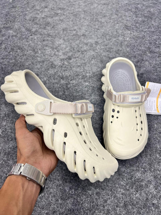 Modern Cream Crocs with Strap