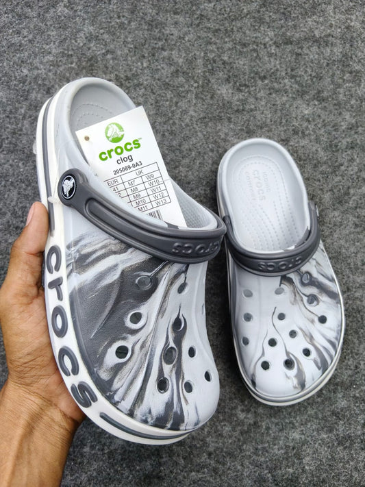Black & Grey Marble Classic Crocs