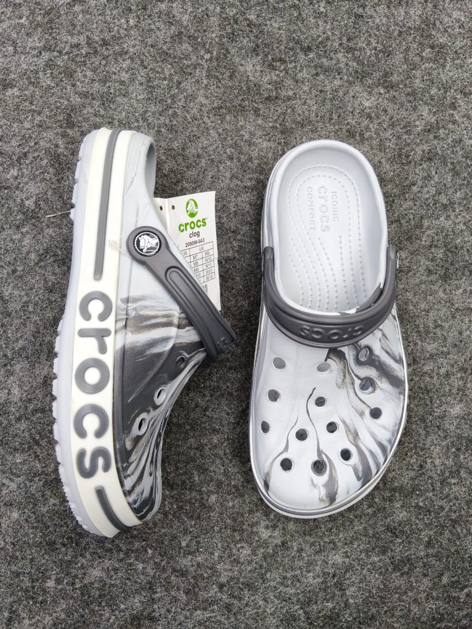 Black & Grey Marble Classic Crocs