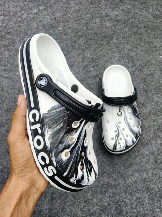 Black & White Marble Stripe Crocs