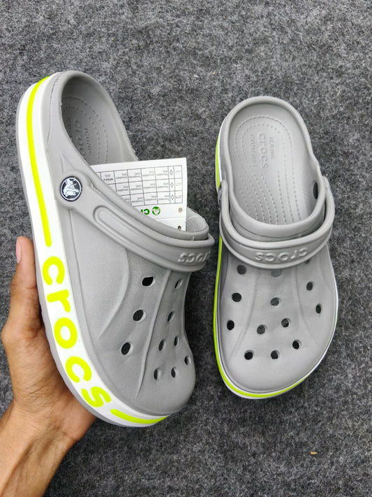 GREY NEON YELLOW CROCS