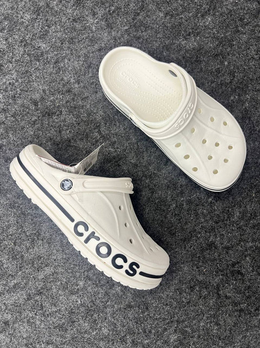 White | Black Bayband Clogs