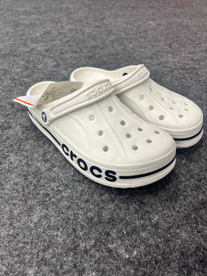 White | Black Bayband Clogs