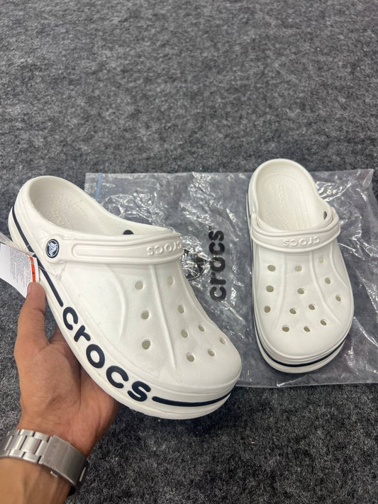 White | Black Bayband Clogs